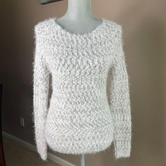 Buffalo David Bitton Sweaters - Buffalo White Gray Eyelash Cozy Sweater Small